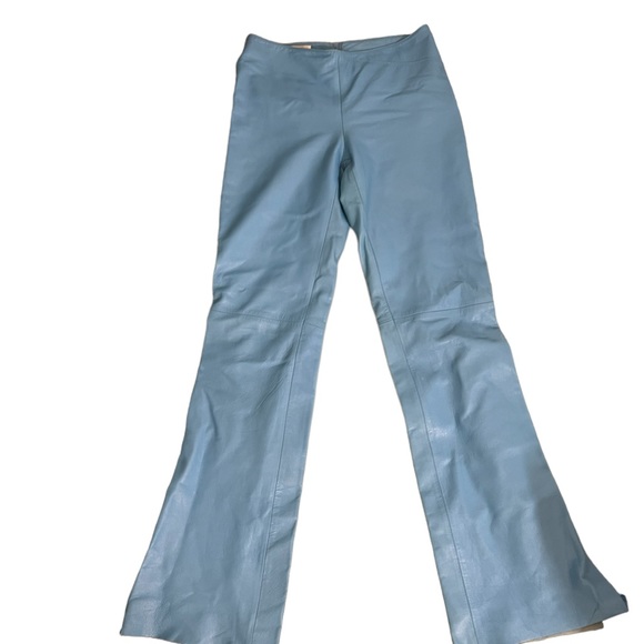 VINTAGE BLUE LEATHER ISABEL USA PANTS SLIGHT FLAIR LEGS W/SLITS. SIze 2 - Picture 5 of 14